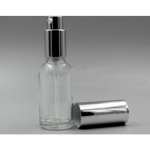 Spray Bottle Empty Glass Essential Oil Bottles Cosmetic Emulsion Container 5/10/15/20/30/50/100ml Silver Cap Lotion Pump Botlte