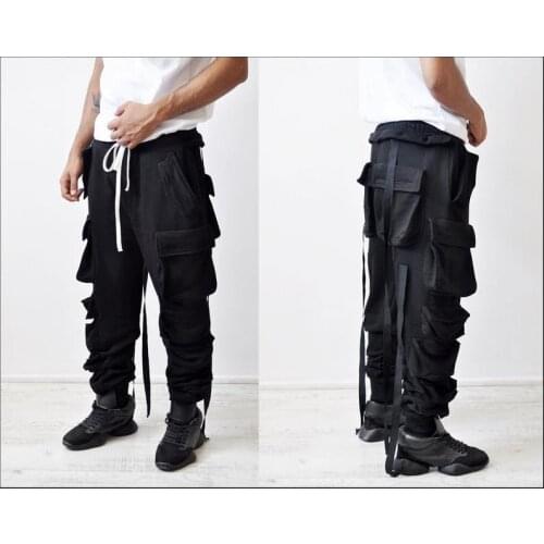 Relaxed Cutting Multi-pocket Cargo Construction Casual Tooling Streamers Beam Tactical Pants