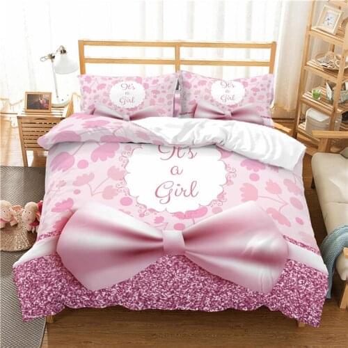 Luxury 3D Pink Bow Gift Print Home Living Comfortable Duvet Cover Pillowcase Kid Bedding Set Queen and King EU/US/AU/UK Size