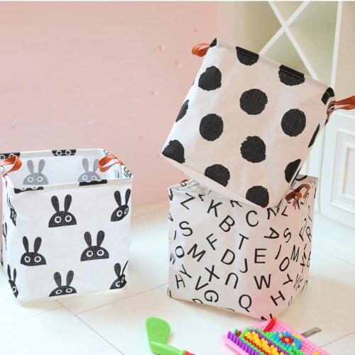 1PC Cotton And Linen Fabric Art Folding Storage Box Waterproof Toys Organizer Desktop Storage Basket Dirty Clothes Basket