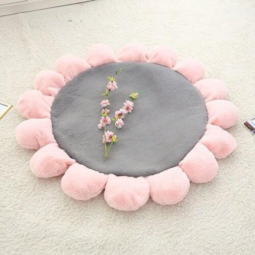Warm Flower Round mat Dog Bed Washable Kids Pet House Kennel Round Floor Carpet Baby Crawling Mat 60cm/110cm