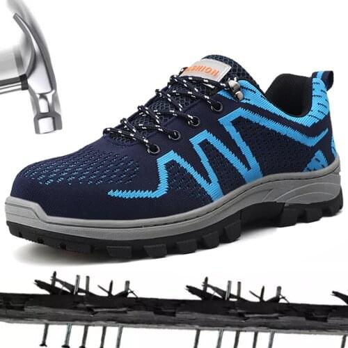 Comfortable Mens Work Shoes Safety Boots Steel Toe Anti-Smashing Nonslip Sneakers Men Breathable Anti-Piercing Construction Shoe