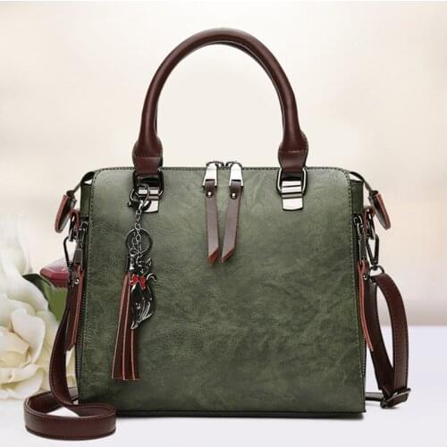 Vintage Handbag Women PU Leather Tassel Top-handle Bag Fashion Lady Tote Luxury Large Capacity Shoulder Bag Shopping Purse bolsa