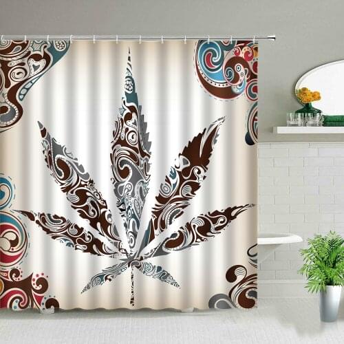 Colorful maple leaf pattern art waterproof shower curtain bathroom renovation home decoration