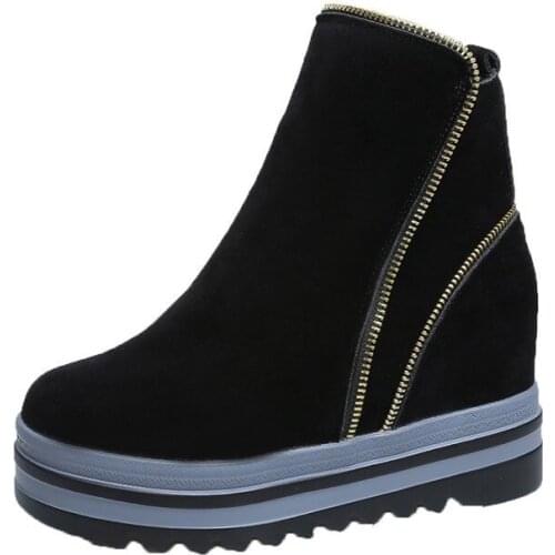 High Top Chunky Sneakers Women Designer Platform Boots Female Black Femme Sapatos Autumn Thick Bottom Lady Trainers Women Boots