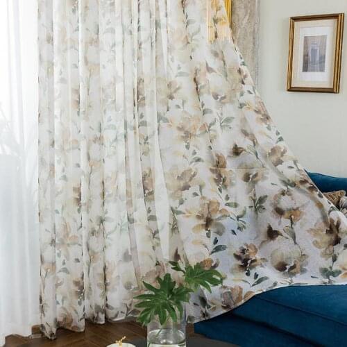 Yaapeet 1pc Modern Floral Sheer Curtain Pastoral Tull Curtains Living Room High Quality Blackout CurtainPretty Window Curtains