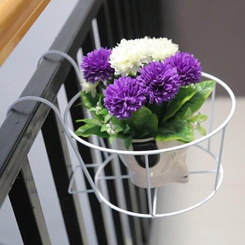 Home Iron Art Orchid Flower Rack Balcony Railing Hanging Jardiniere Stand Pot Tray Nordic Garden Basket Frame Plant Flower Shelf