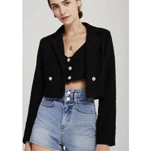 Sweet Casual Wool Short Coat Women Spring New Fashion Double Breasted Cardigan Tops Cute Girl Elegant Streetwear Blends Jackets