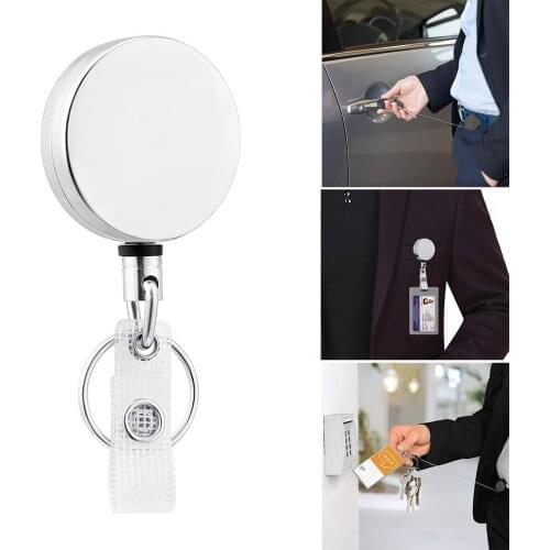 1 PC Anti-Lost Clip Door Pass Holder Work Card Keychain Metal Retractable Name Card Badge Reel ID Lanyards Office Supplies