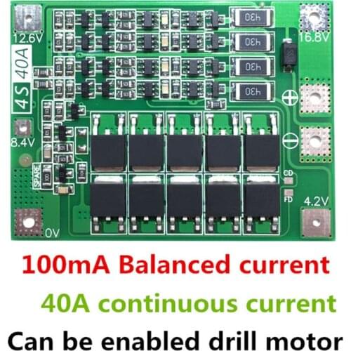 18650 4S 40A Li-ion Lithium Battery Charger Protection Board PCB BMS with Balance For Drill Motor 14.8V 16.8V Lipo Cell Module