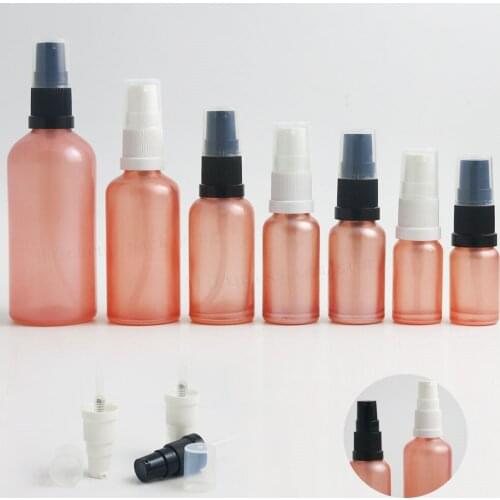 200 x Fancy Travel 100ml 50ML 30ML 10ML Pink Glass Essential Oil With Treatment Pump Cream Lotion Shampoo Containers
