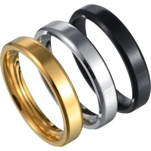 2021 Classic Beveled Smooth Men Rings Width 4mm Simple Stainless Steel Finger Rings For Men Jewelry Gift