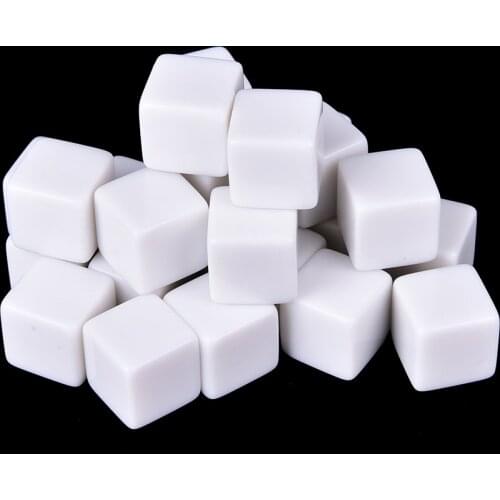 25pcs 16mm Blank Dice White Acrylic Cube D6 Board Game For Kid DIY Toy Write Painting Graffiti Family Games Fun and Teaching