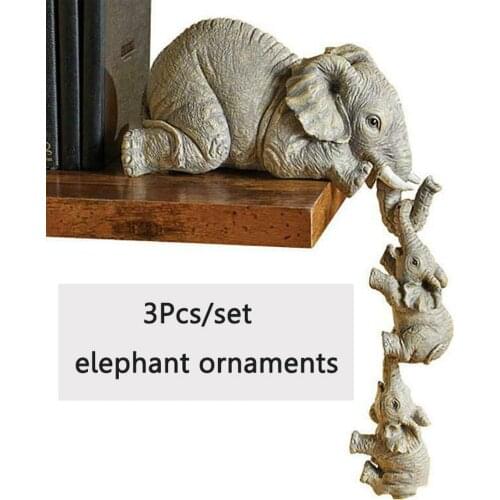 3Pcs/set Cute Elephant Nanny Hand Statue Hanging Side Elephant Hand-painted Home Decoration Table Gift Elephant Pendant Crafts