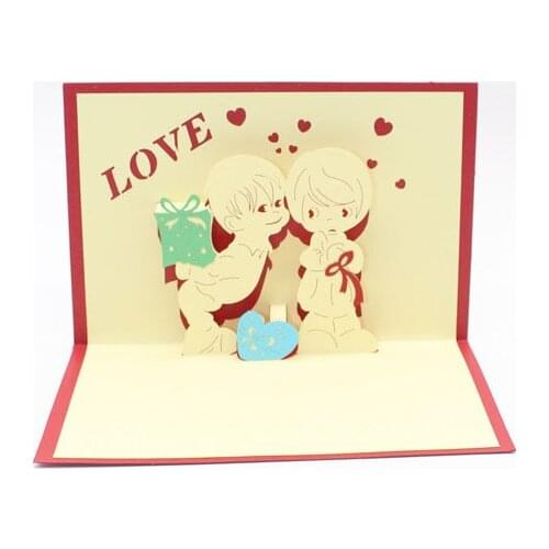 3D Laser Cut Handmade Lover Mysterious Gift Paper Invitation Greeting Cards + Envelope Valentines Day Girlfriend Creative Gift