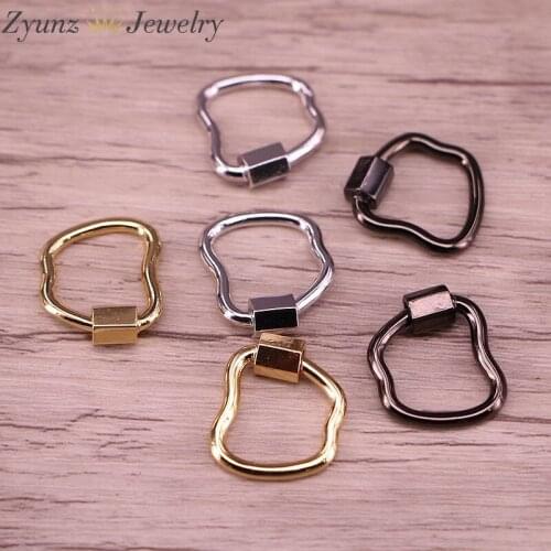 5PCS, 19*16MM, screw clasp lock, gold plated brass, Unique clasp, heart clasp, Screw clasp charm