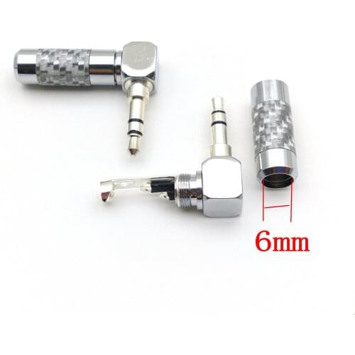 50pcs Copper Rhodium Plated Carbon Fiber 3.5mm Male Plug soldering New