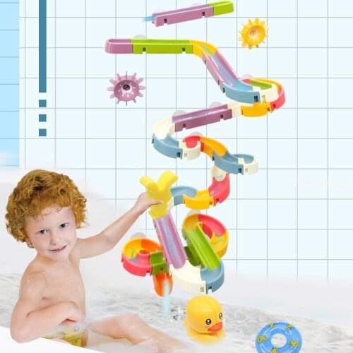 66pcs Baby Bath Toys Water Play Marble Race Run Track Suction Cup Bathroom Bathtub Children Water Game Toys For 3 4 5 Years Old
