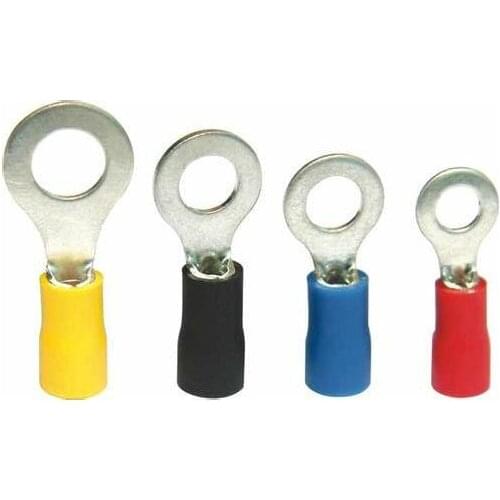 Free Shipping 500pcs Black 14-12 AWG 2.5-4mm Insulated Ring Terminal Connector RV3.5-6