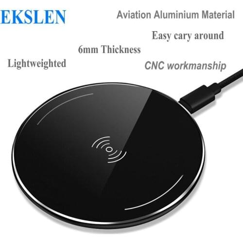Wireless Charger Ultra Thin Aviation Aluminum CNC Unibody Fast Charging Pad Black for iPhone Xs Max X 8 Plus Samsung Note9 S10
