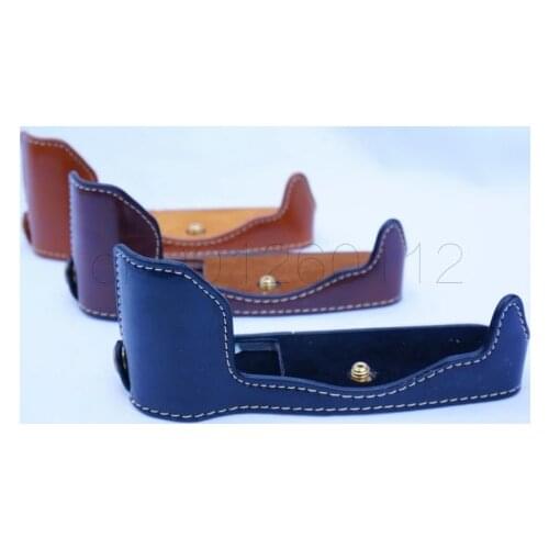 Camera Video Bag Bottom Half Case With screw for Olympus PEN-F PEN F PENF PU Grip Base With Battery Opening