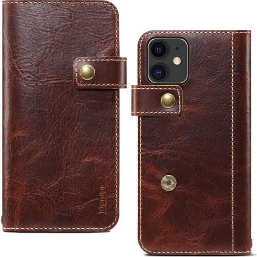 For Iphone 11 Cowhide Genuine Leather Case Iphone11 Pro Handstrap Retro Phone Flip Case Wallet Smart Cover For Iphone 11 Pro Max