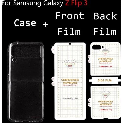 5 In 1 Case Film for Samsung Galaxy Z Flip 3 Front Back Soft Film Screen Protector Transparent Case for Samsung Galaxy Z Flip3