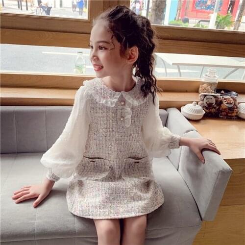 Pink Ivory Kids girls Dresses Children Charming Dress Puff Sleeve Wedding Party Clothing 4 7 9 12 14 girl clothes