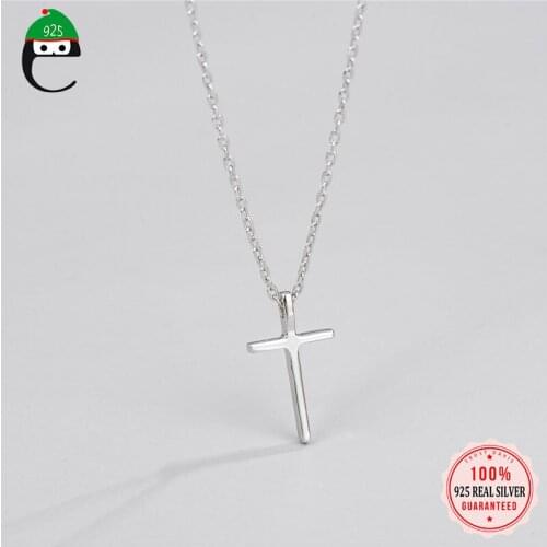 ElfoPlataS Minimalist Real 925 Sterling Silver Fashion Sweet Cross Clavicle Necklace For Women Wedding Party S925 Jewelry DD807