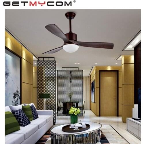 Getmycom Industrial Vintage42 inch Ceiling Fan With Light Woodenretro bedroom with Remote Control Nordic Simple Home living Room