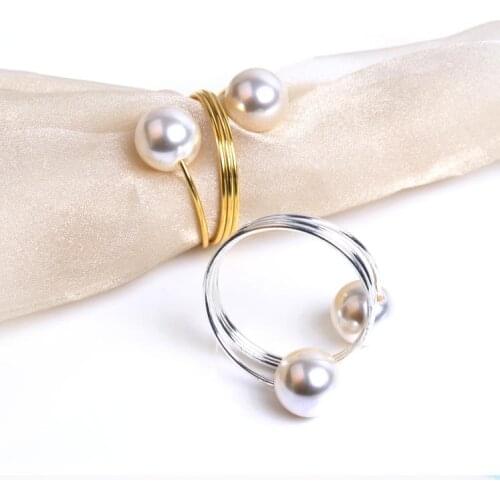 Pearl Napkin Ring Napkin Ring Holder Napkin Ring Wedding Silver Gold Color for Table Decoration New Arrival SN3155