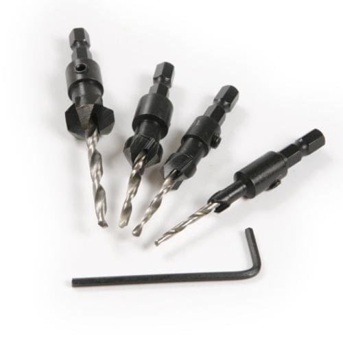 4pcs/set Tapered Countersink Cone Hole Saw HSS Drill Bit Woodworking Tools set Hex Shank Screw Hardened Countersink Drill