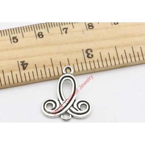 10pcs Antique Silver Plated Flower Connectors Charm Pendants for Jewelry Making Findings Accessories DIY Handmade Craft 22x19mm