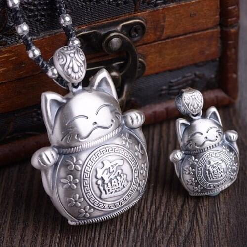 BOCAI 2020 real S999 silver fashion jewelry retro matte Thai silver pendant for women cat sweater chain silver womens Pendant