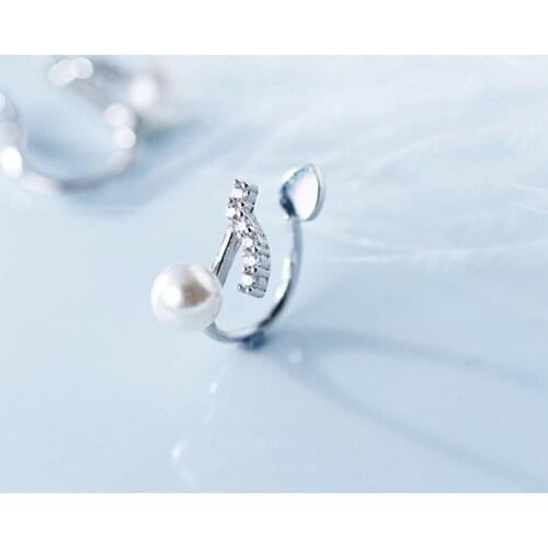 MloveAcc 100% 925 Sterling Silver CZ Musical Note Ear Cuff Clip on Earrings for Women Girl Without Piercing Earing Pearl Jewelry