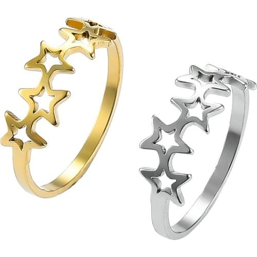 Fashion Star Stainless Steel Ring Hot Gold Rings Set for Women Wedding Jewelry Gift