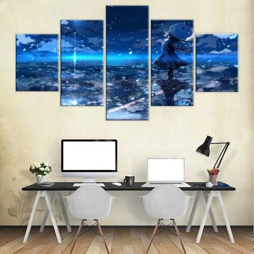 Canvas Print Painting Wall Art 5 Pieces Anime Touhou Yukari Yakumo Landscape Poster Modular Picture Home Decor Living Room Frame