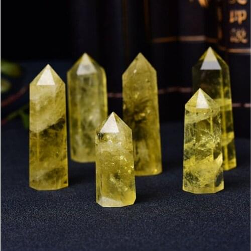 Natural Citrine Crystal Quartz Obelisk Wand Point Healing Stone Energy Ore Mineral Crafts Reiki Home Decoration Collection Gift