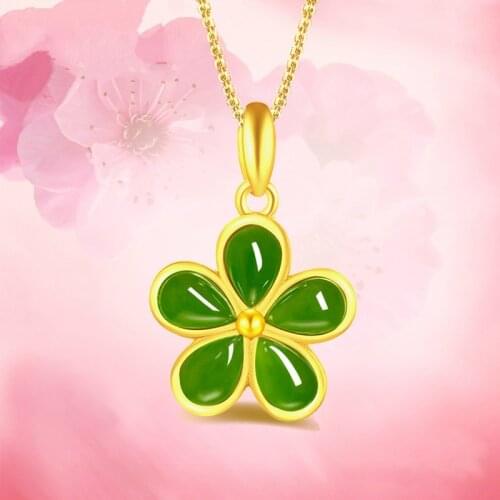 Natural Green Hetian Jade Clover Pendant 925 Silver Necklace Chinese Jadeite Amulet Fashion Charm Jewelry Gifts for Women Her