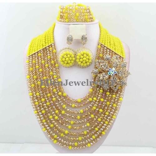 Nigerian Wedding African Beads Jewelry Set African Costume Jewelry Sets Beads Free Shipping W12076