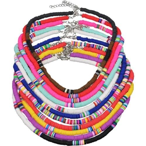 12 Colors Soft Clay Clay Necklace Necklace Preparation Ethnic Style Colorful Surfer Bead Collar Handmade Viper Jewelry Gift