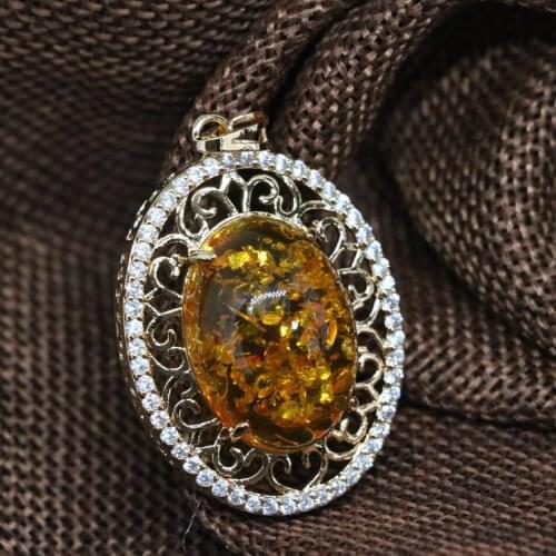 30*38mm Rainbow Yellow Imitation Beeswax Resin Oval Drop Pendant Synthetic New Fashion High Quality Gold-color Jewels B1844