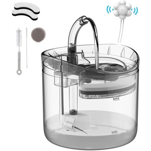 1.8L Transparent Cat Water Fountain With Infrared Motion Sensor Puppy Pet Drinking Bowl with 5V votageultra slient pump inside