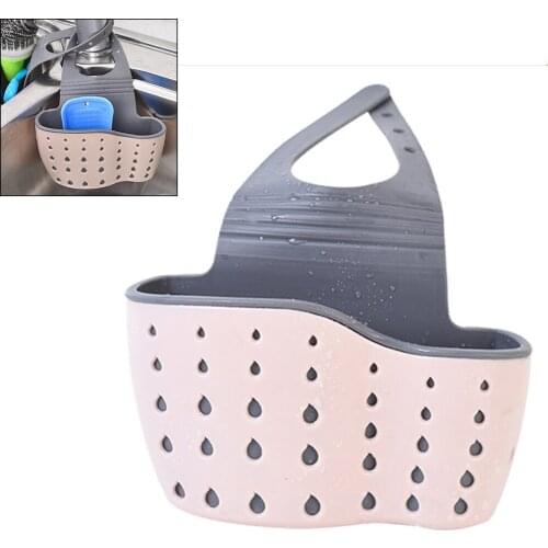 Sink Shelf Soap Sponge Drain Rack Silicone Storage Basket Bag Faucet Holder Adjustable Bathroom Holder Sink Kitchen Accessories