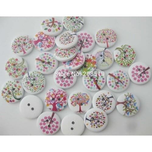 WBNVEW Fashion buttons mix 150pcs round shape 4/5" painting wood button kids clothes button sewing supplies