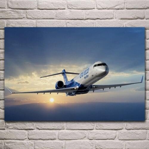 Bombardier crj1000 aircraft airplane artwork living room decoration home wall art decor wood frame fabric posters