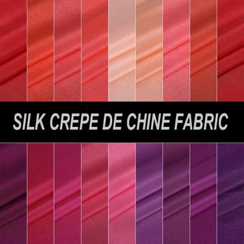 110CM Wide 15MM Thin Warm Solid Color Red Purple Silk Crepe de Chine Fabric for Summer Long Short Dress Shirt Suit Pants DE711