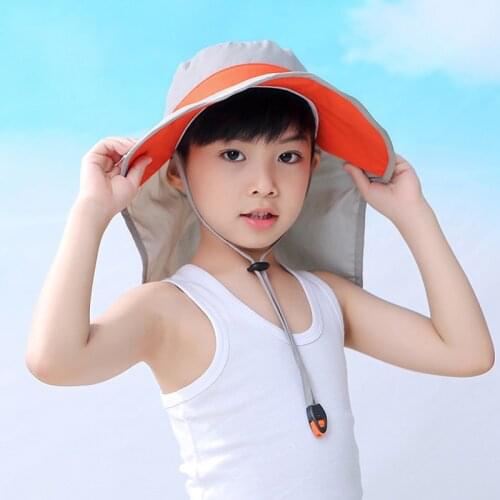 Summer Hat Kids UPF50 Boy Girl Sun Beach With Neck Protection Breathable String Swimming Outdoor Accessory