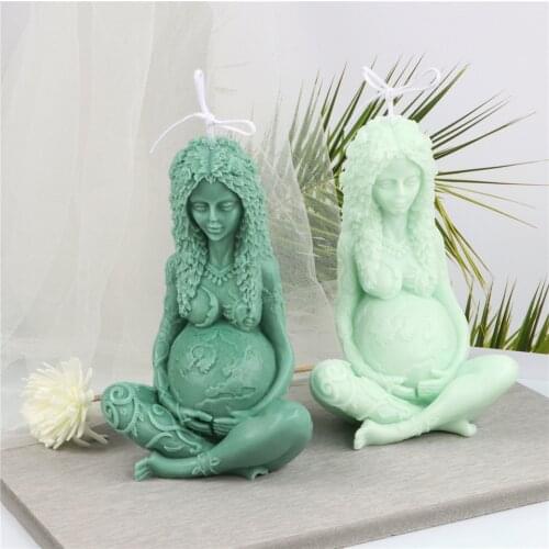 Mother Earth Body Silicone Candle Mold Bring Up Decor Aroma Curvy Nude Pregnancy Crystal Statue Painted Figurine Wax Tool