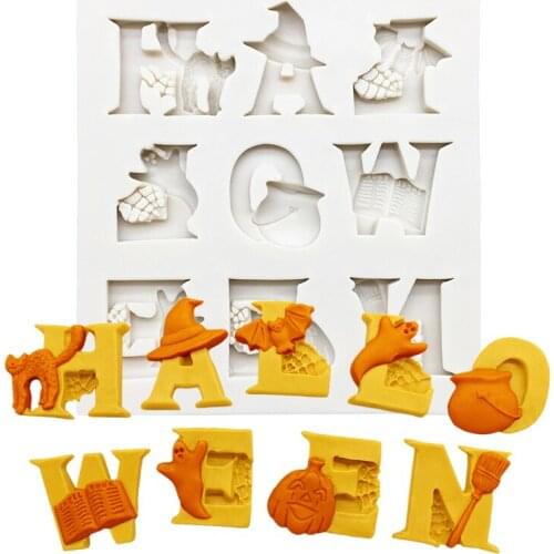 Halloween Letter Silicone Mold Sugarcraft Chocolate Cupcake Baking Mold Fondant Cake Decorating Tools